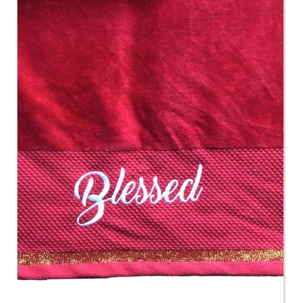 Christmas Towels Set Bath Hand Fingertip Thankful Blessed Grateful Holiday